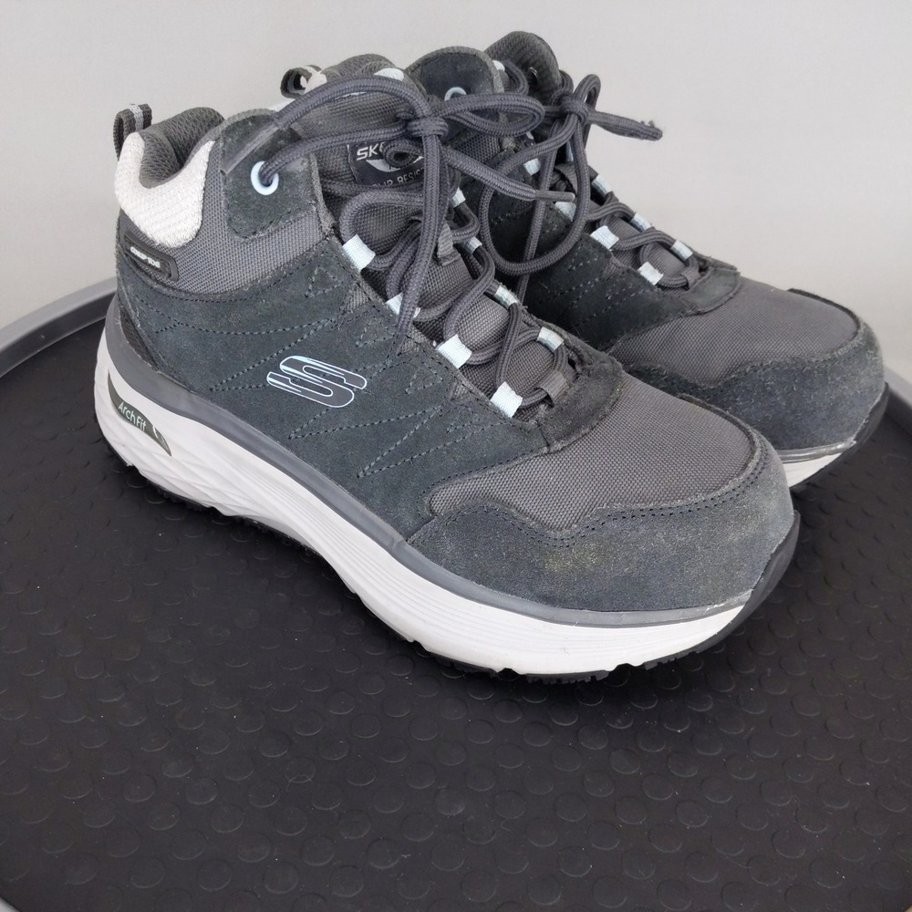 Skechers Work Max‎ Womens 8.5 Boots Grey Composite Toe Slip Resistant Shoes